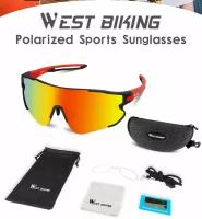 Поляризованные солнцезащитные спортивные очки WEST BIKING для мужчин и женщин - красные