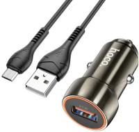 Автомобильное зарядное устройство 1USB 3.0A QC3.0 18W быстрая зарядка для micro USB Hoco Z46 Metal grey