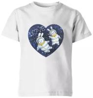 Детская футболка «Любовь зайце в космосе. Акварельная валентинка»