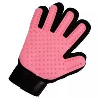 Перчатка массажная для вычесывания шерсти животных STEFAN, розовый, 23х17см, PMG-1201PNK / щетка / пуходерка / рукавица для шерсти / массажная рукавичка