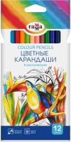 Карандаши цветные Noname Гамма "Классические", 12цв., заточен., картон. упаковка, европодвес