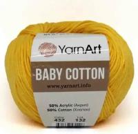 Пряжа YarnArt Baby cotton желток (432), 50%хлопок/50%акрил, 165м, 50г, 1шт