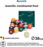 Бильярдные шары 38 мм Арамит Континенталь для игры в пул / Aramith Continental Pool 38 мм белый биток 16 шт