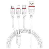 Кабель BOROFONE BX17 Enjoy 3-in-1, USB - micro-USB/Lightning/USB Type-C, 1 м, белый