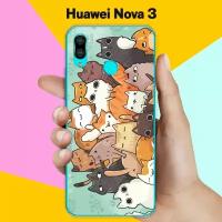 Силиконовый чехол на Huawei nova 3 Много котов / для Хуавей Нова 3
