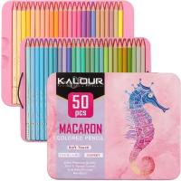 Карандаши цветные профессиональные MACARON 50 цветов набор в металлической коробке, для рисования, для художников