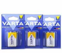 Батарейки (3шт) крона VARTA 6LR61 (4122) Energy 9В щелочные