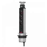 Выдвижные розетки в столешницу удлинитель 2 м Brennenstuhl Tower Power 3 розетки 2 USB (1396200013)