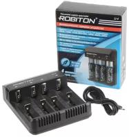 Зарядное устр-во ROBITON Li-4 для 1-4 аккум. Li-Ion 10440/18650/14500/26650/16340, USB 0.5-1A