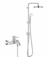 Душевая стойка с тропическим душем и смесителем для ванны Grohe BauClassic Flex 60, хром