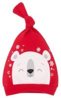 Чепчик (шапочка) Крошка Я "Новогодний медвежонок", красный, хлопок, р.48 см