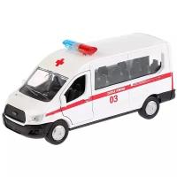 Скорая помощь ТЕХНОПАРК Ford Transit Скорая помощь SB-18-18-A-W-WB/SB-18-18-A-Y-WB 1:32, 12 см, белый