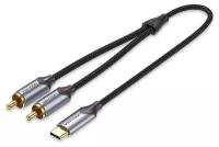 Переходник-разветвитель Vention гибкий USB-C M/2RCA M - 1.5м