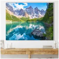 Картина на холсте для интерьера "Горный пейзаж с озером" 52х66 см К0217