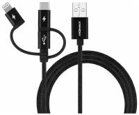Кабель Momax One Link 3-in-1 USB A to Micro USB/Lightning/USB-C (1m) DX1 Black (DX1D)