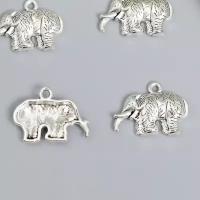 Декор для творчества металл "Упитанный слон" серебро набор 5 шт 2,1х2,8х0,4 см 7880052