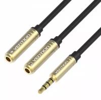 Переходник Audio/Mic 2x3.5 мм Jack (f) 4pin - 3.5 мм Jack (m) Vention BBCBY