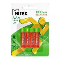 Аккумуляторы Ni-Mh 1000 мА·ч 1.2 В Mirex Rechargeable AAA (мизинчиковые), в упаковке 4 шт