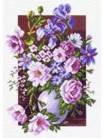 Канва с рисунком для вышивки крестом матренин посад Букет цветов, 27*39см, 1шт