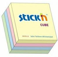 Cамоклеящийся блок-кубик 76х76мм, 400л, 4 пастельных цвета, STICK'N, HOPAX