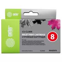 Картридж струйный Cactus CS-CLI8M пурпурный (12мл) для Canon Pixma MP470/MP500/MP510/MP520/MP530/MP600/MP800/MP810/MP830/MP970/iP3300/iP3500/iP4200/iP5200/iP5300/iP6600D/iP6700D/MX700/MX850/iX4000/iX5000/Pro9000/9000Mark II