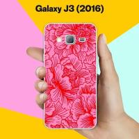 Силиконовый чехол на Samsung Galaxy J3 (2016) Цветы красные / для Самсунг Галакси Джи 3 2016