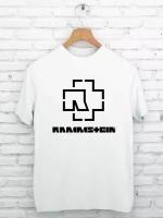 Футболка 100% хлопок с принтом RAMMSTEIN белая 48-50 L