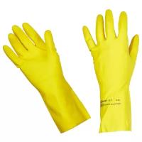 Перчатки резиновые Vileda Professional Контракт, хлопковое напыление, желтые, размер S (латекс)