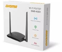 Wi-Fi роутер Digma DWR-N301, N300, черный