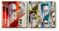 Модульная картина Яркие винтовые лестницы