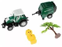 Набор 3 предмета, трактор с прицепом и дерево, серия МиниМаниЯ В94373