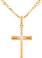 Золотой крестик с бриллиантом, подвеска золото 585, Ювилерс