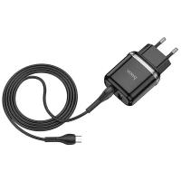 Hoco N4 Aspiring + кабель micro-USB, 12 Вт, черный