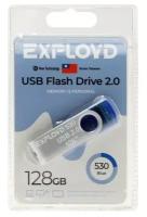 Флешка Exployd 530, 128 Гб, USB2.0, чт до 15 Мб/с, зап до 8 Мб/с, синяя 9441562