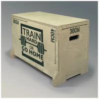 Плиобокс, опора для прыжков универсальный с зеленым принтом "Train hard or go home" - 103