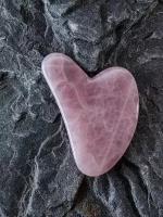 PREMIUM Скребок Гуаша из 100% натурального розового кварца