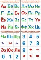 Русский алфавит и цифры разрезные, с названиями букв. Комплект разрезных познавательных мини-плакатов