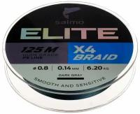 Шнур плетёный Elite х4 BRAID Dark Gray, диаметр 0.14 мм, тест 6.2 кг, 125 м