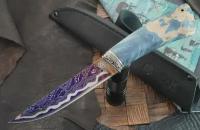 Нож Lemax Финский (синий ламинат, мельхиор, березовый кап)