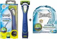 Wilkinson Sword Hydro5 Groomer / Бритвенный станок с триммером и 1 кассетой + упаковка сменных кассет (4 шт)