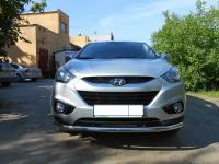 Защита переднего бампера из нержавеющей, полированной стали d60 мм HYUNDAI ix-35 2010-