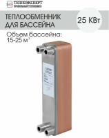 Теплообменник пластинчатый паяный для бассейна 25 кВт, (объем бассейна 15-25м3)