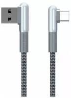 Кабель USB REMAX RC-155a Gaming, USB - Type-C, 3A, серебряный+серый, L-образный