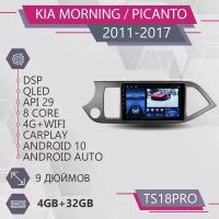 Штатная автомагнитола TS18Pro/ 4+32GB/ Kia Morning / Picanto/ Киа Морнинг/ Пиканто/ Магнитола Android 10/2din/ Головное устройство/ Мультимедиа/