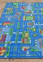 Ковер на пол 1,4 на 2 м в детскую, синий, игровой Playmat Blue City