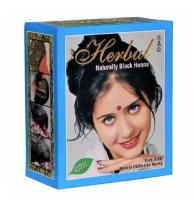 Хна натурально черная для волос натуральная Индия Herbul, Укрепляет волосы, Закрашивает седину, 60 гр