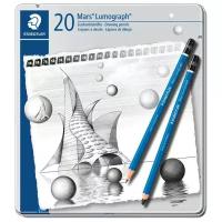 Staedtler набор карандашей чернографитных Mars Lumograph 20 штук (100 G20)