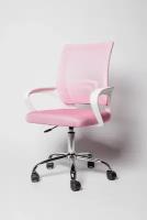 Кресло офисное на колесах BN-7166 Хром белый/розовый