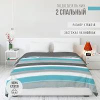 Пододеяльник, 2 спальный, ранфорс LUXE, 100% хлопок, VENTURA LIFE 175х215 см, Аква