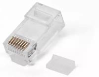 Коннектор RJ-45, разъем для витой пары Filum FL-NA-PLUG6-2, 6 кат., со вставкой, 30 мкм, для одножильного и многожильного кабеля, уп/100 шт